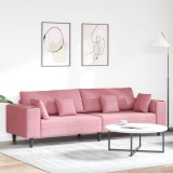 vidaXL Canapea din catifea cu pernă Roz 209 cm Catifea