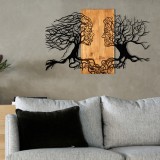 Cumpara ieftin Accesoriu decorativ de perete din lemn si metal Tutku Negru 92x58 cm