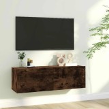 Comodă TV de perete, stejar afumat, 100x30x30 cm,lemn prelucrat