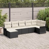 VidaXL Set de canapele pentru grădină cu pernă 7 pcs Negru Rattan poli