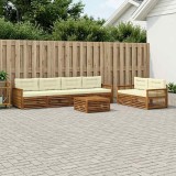 vidaXL Set de canapele de exterior cu pernă 7 pcs Natural și Crem 3383058