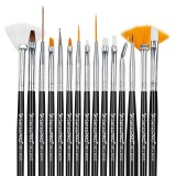 Cumpara ieftin Set 15 Pensule Manichiura SensoPRO Milano, Black Strokes