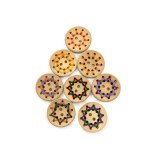 Cumpara ieftin Set 10 nasturi decorativi din lemn nelacuit Kyrra, diametru 25 mm, Natur