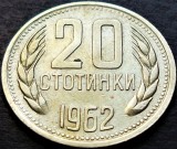 Moneda 20 STOTINKI - PR BULGARIA, anul 1962 * cod 5215