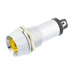 Indicator cu LED, 12VDC, 35x12mm, galben, metalic - 124848 foto