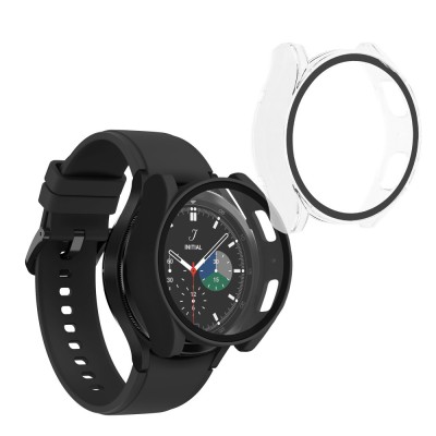 Set 2 Huse Kwmobile cu sticla securizata pentru Samsung Galaxy Watch 6, Negru/Transparent, Plastic, KWM000024TD001C foto