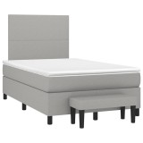 Cumpara ieftin Pat box spring cu saltea, gri deschis, 120x190 cm, textil