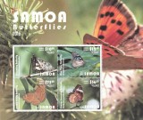 Samoa 2015 - Fauna, Pasari, Insecte, Fluturi, Bloc 4 valori dantelate, MNH, Mi.Bloc 89