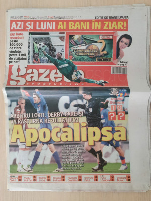 gazeta sporturilor 21 martie 2008-cronica meciului rapid-steaua oprit de arbitru foto