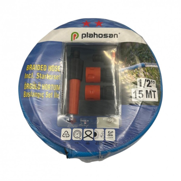 Kit Furtun Albastru cu Accesorii 12,5 MM (1/2), 12 BAR, 15 M Rola