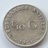 Antilele Olandeze 1/10 Gulden 1966 argint, America Centrala si de Sud