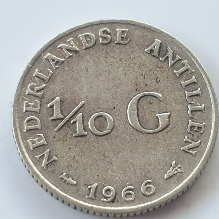 Antilele Olandeze 1/10 Gulden 1966 argint