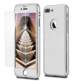 Husa Apple iPhone 8 Plus, FullBody Elegance Luxury Argintiu, acoperire completa 360 grade cu folie de sticla