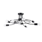 Candelabru Negru Din Oțel Cu 8 Becuri Neregulate De Interior Industrial.