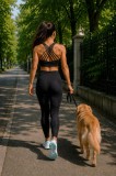 Bustieră Sport Rosa | Cupe Detașabile | 4 Bretele la Spate | LINOVIT&reg; - Black, L