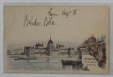 BUDAPESTA , CLADIREA PARLAMENTULUI , LITOGRAFIE COLOR , CARTE POSTALA , CLASICA