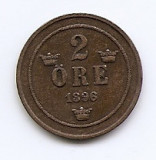 Suedia 2 Ore 1896 - Oscar II (litere mari) Bronz, 21 mm KM-746