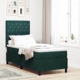 vidaXL Pat cu arcuri cu saltea Verde &icirc;nchis 80 x 200 cm Catifea 3343211
