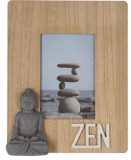 Rama foto Buddha, 25x3.5x19.8 cm, lemn, natur/gri, Excellent Houseware