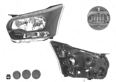 Far Ford Transit, 06.2016-,12.2019 fata, Stanga, cu daytime running light; H15+H7+PY21W+W5W; electric; negru; cu motor, TYC foto