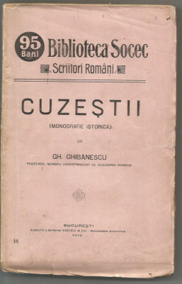 6A() Gh. Ghibanescu , Cuzestii ( Monografie istorica ) , 1912 foto