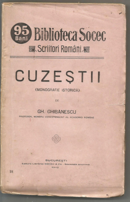 6A() Gh. Ghibanescu , Cuzestii ( Monografie istorica ) , 1912