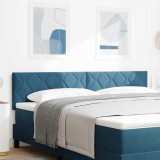 Tăblie cu LED, design blocuri diamond, albastru &icirc;nchis, 180 cm, din catifea