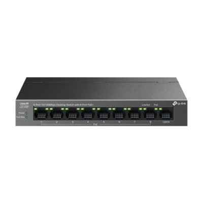 Switch LiteWave, 8 x RJ45 10/100 Mbps PoE, 1 x RJ45 10/100 Mbps, Buget PoE 63W, Unmanaged - TP-Link LS109P SafetyGuard Surveillance foto