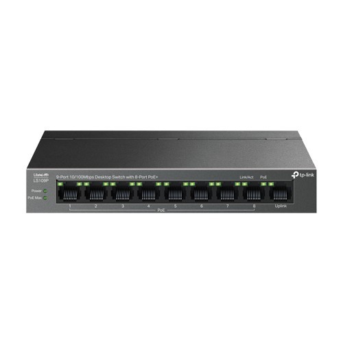 Switch LiteWave, 8 x RJ45 10/100 Mbps PoE, 1 x RJ45 10/100 Mbps, Buget PoE 63W, Unmanaged - TP-Link LS109P SafetyGuard Surveillance