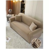 Cumpara ieftin Husa Elastica din Catifea pentru Canapea 2 Locuri + Fata de Perna, Bej - JOJ109