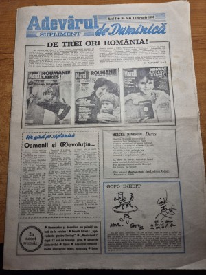 ziarul adevarul supliment - 4 februarie 1990 foto