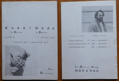 Salvatori Quasimodo, 21 poeme ilustrate de Radu Barbulescu, Berlin, 1983 foto