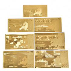 Set bancnote euro (reproduceri din carton aurit)