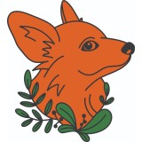 Sticker decorativ, Corgi Dog, Portocaliu, 66 cm, 7064ST-1
