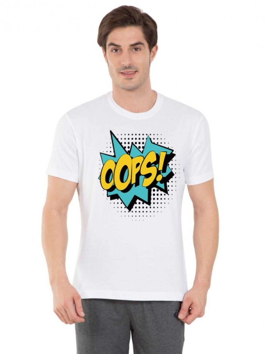 Tricou barbati alb - Oops - XL