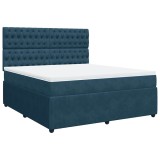 Cumpara ieftin Pat box spring cu saltea, albastru inchis, 180x200 cm, catifea