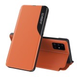 Husa flip smart view compatibila samsung galaxy s23 fe, tip carte, orange