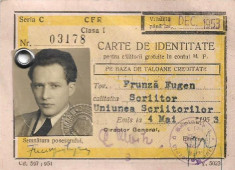 Legitimatie CFR Eugen Frunza 1953 foto