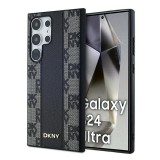 Husa piele Samsung Galaxy S24 Ultra DKNY Leather Checkered Mono Pattern MagSafe, negru, DKHMS24LPCPVSLK