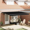 Cort retractabil automat , negru, 450 x 350 cm