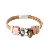 Bratara din pluta cu elemente ceramice si floare argintie