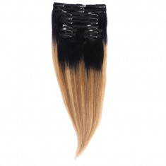 Clip-On Par Natural Volum 40cm 140gr Balayage Negru Deschis/Saten Luminos/Blond Opal 1B/8/22 foto