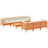 Set canapele gradina cu perne, 8 piese, maro, lemn masiv de pin