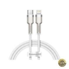 Cablu Date si Incarcare USB-C - Lightning Baseus Cafule Metal Series 20W 2m Alb CATLJK-B02