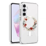 Husa pentru samsung galaxy a55 5g, atasare magnetica, magsafe, pink wreath 9, clear