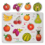 Puzzle Incastru din lemn cu Fructe in Lb. romana, 7Toys