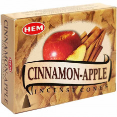 Conuri parfumate Mar si Scortisoara, gama HEM profesional Cinnamon Apple, suport metalic inclus, 10 conuri aromaterapie foto