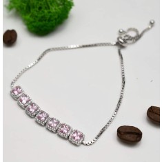 Bratara Din Argint Cu Elemente Zirconii Pink - ARG393G