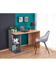 Birou HM Fino, 2 rafturi, PAL melaminat, 122x57x85 cm, stejar/gri antracit