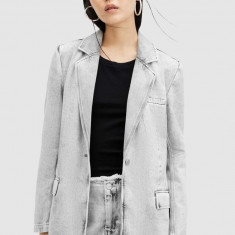 AllSaints sacou EVER DENIM culoarea gri, oversize, neted